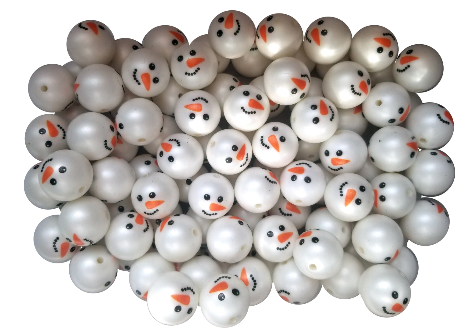 frosty the snowman face 20mm printed bubblegum beads