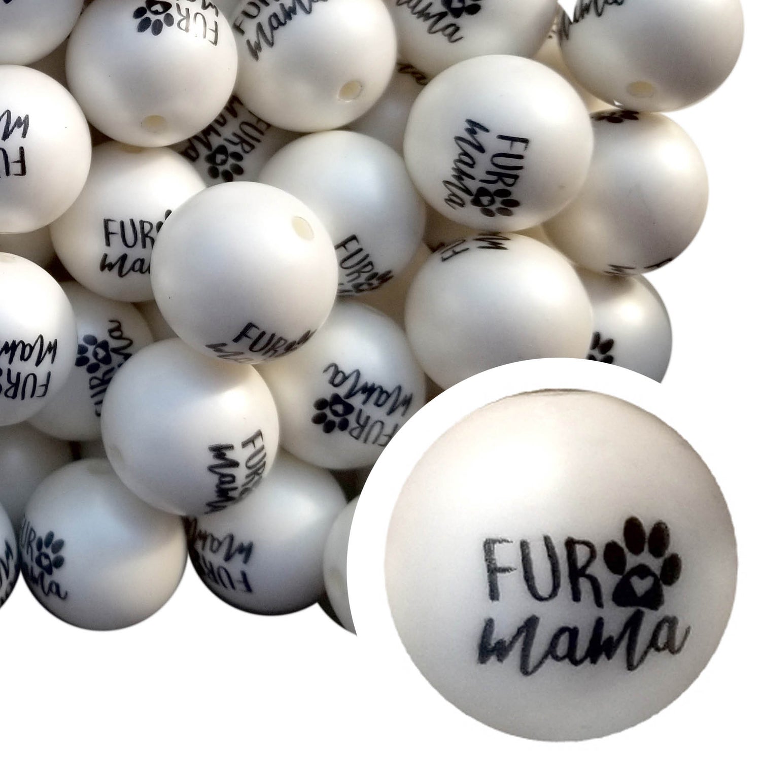 fur mama 20mm printed bubblegum beads