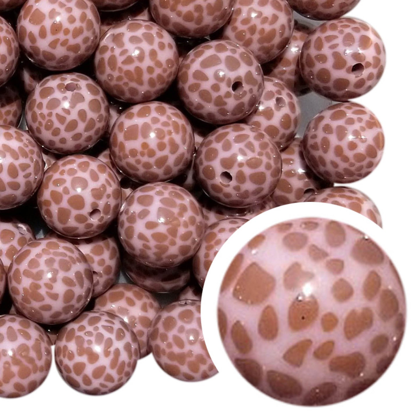 giraffe print 20mm printed bubblegum beads