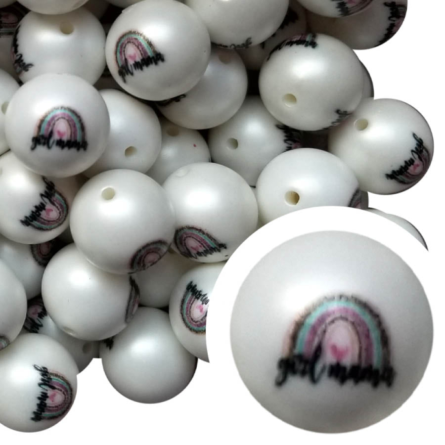 girl mama 20mm printed bubblegum beads