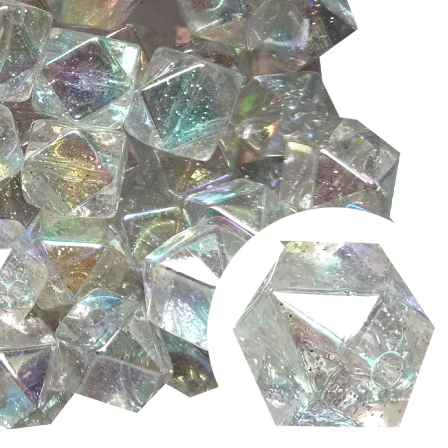 glitter ice cubes 20mm bubblegum beads