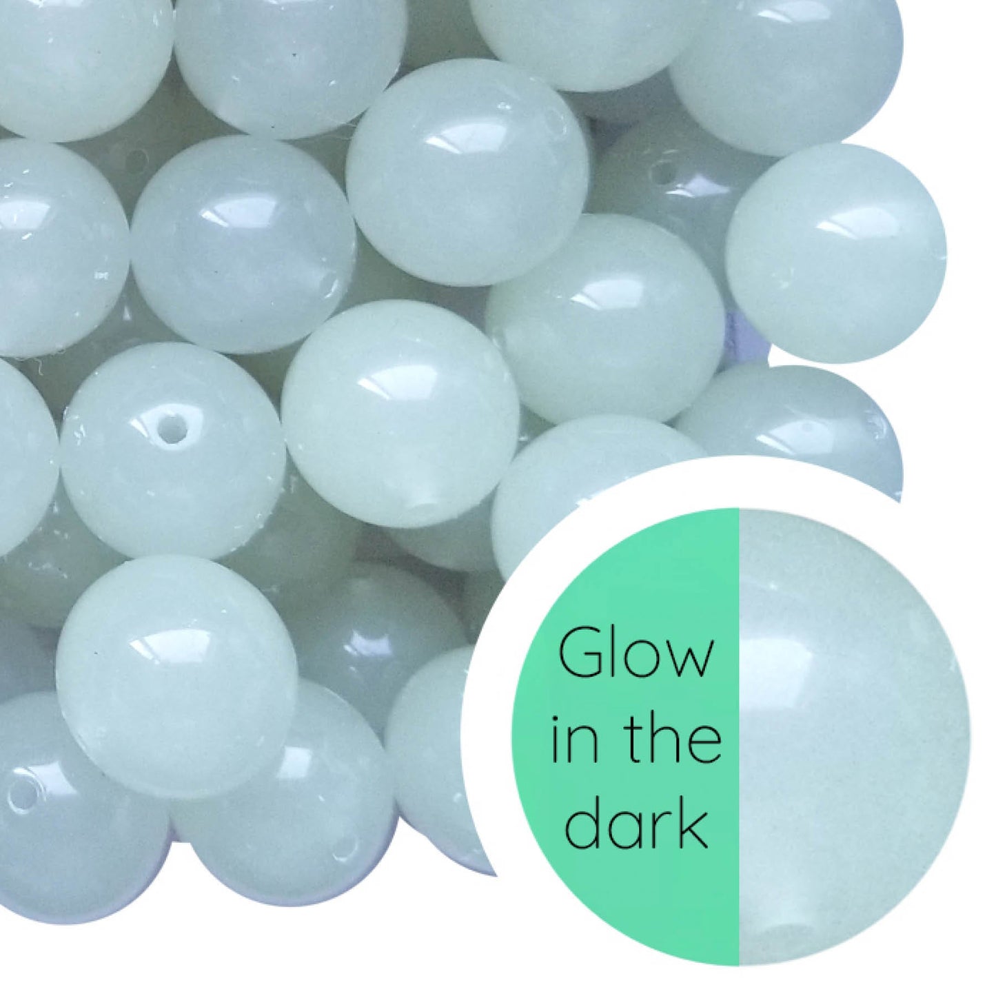 glow in the dark 20mm bubblegum beads