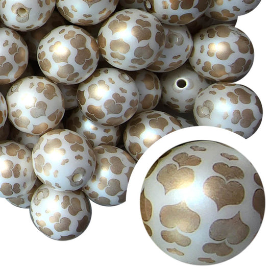 gold cascading hearts 20mm printed bubblegum beads