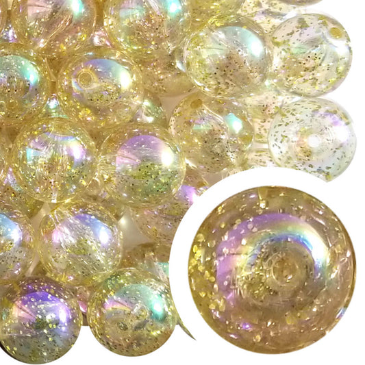 gold glitter bubble 20mm bubblegum beads