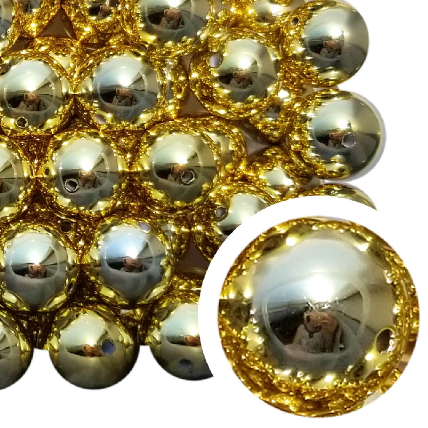 gold metallic 20mm bubblegum beads