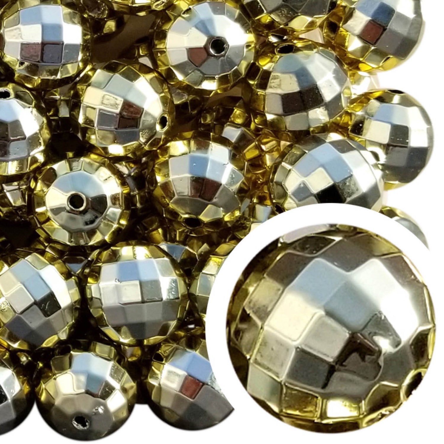 gold metallic disco 20mm bubblegum beads