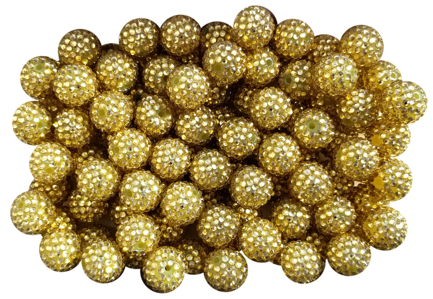 gold rhinestone 20mm bubblegum beads