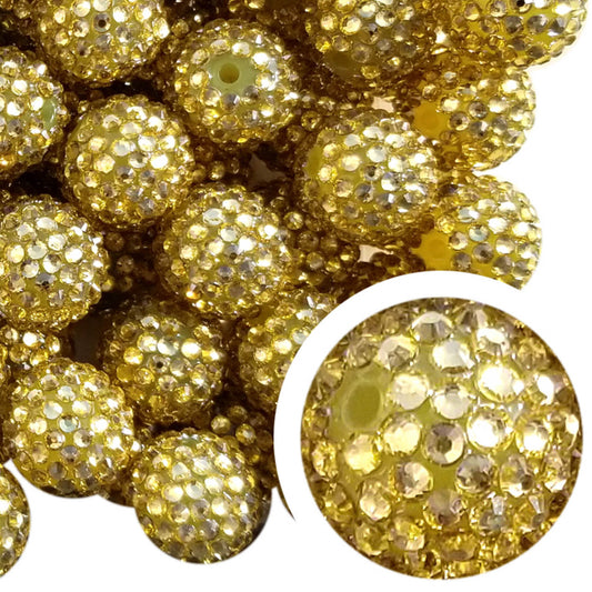 gold rhinestone 20mm bubblegum beads