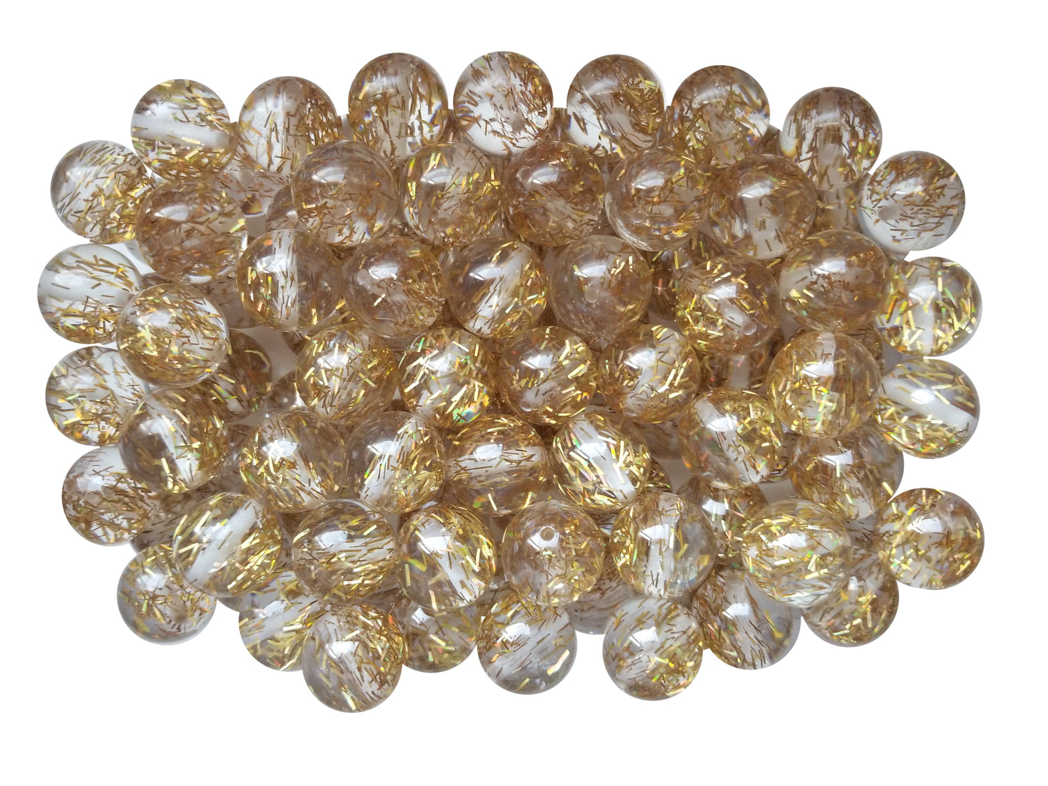 gold tinsel glitter 20mm bubblegum beads