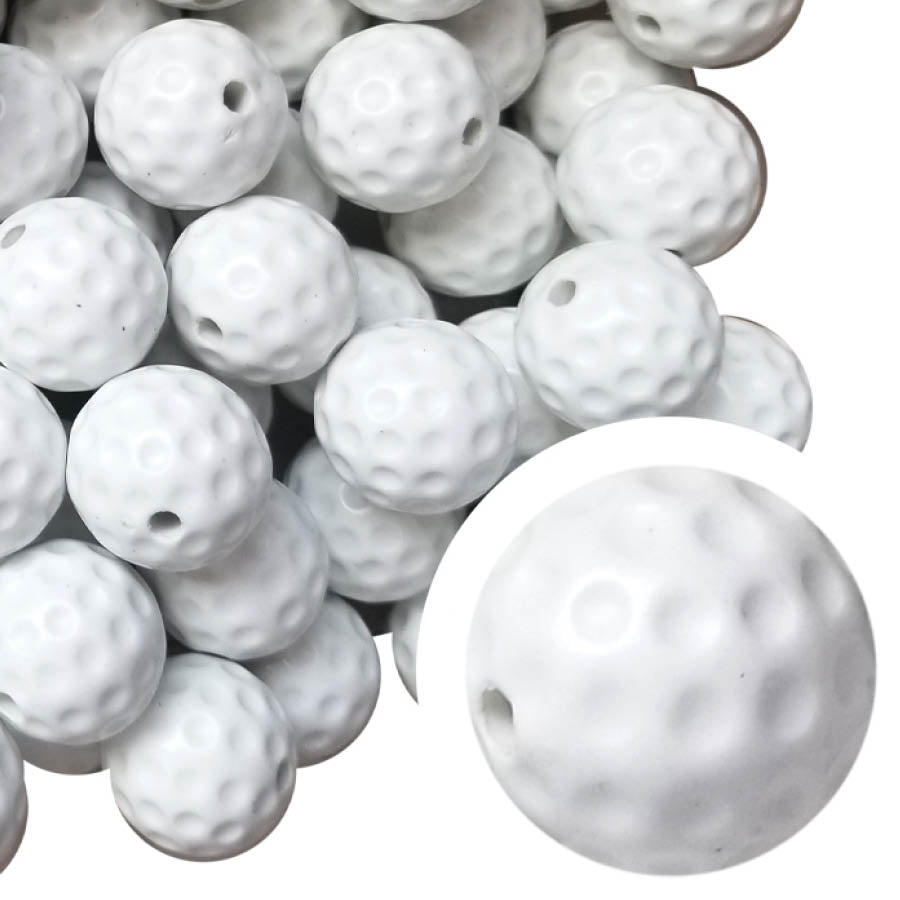 golf ball 20mm printed bubblegum beads