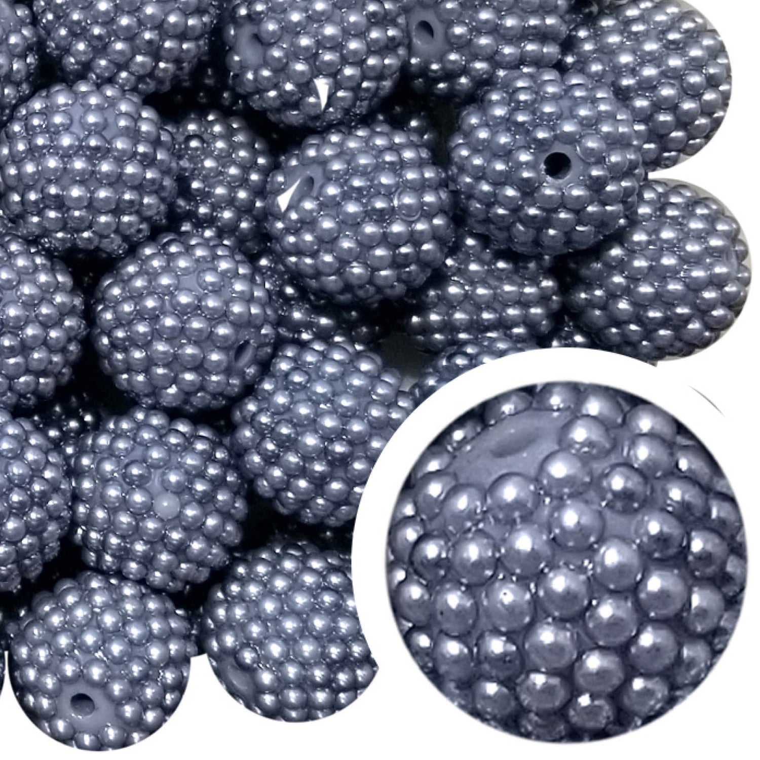 gray berry 20mm bubblegum beads