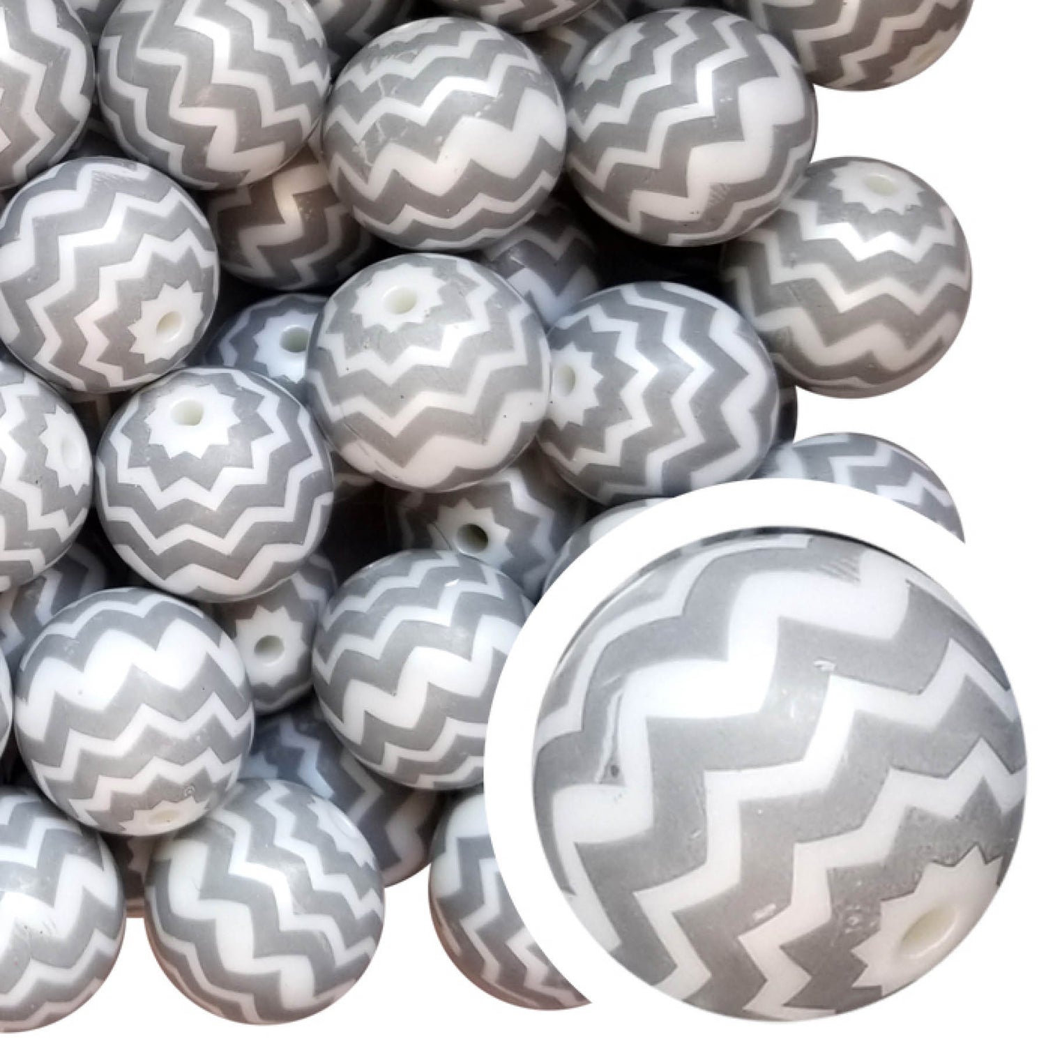 gray chevron 20mm bubblegum beads