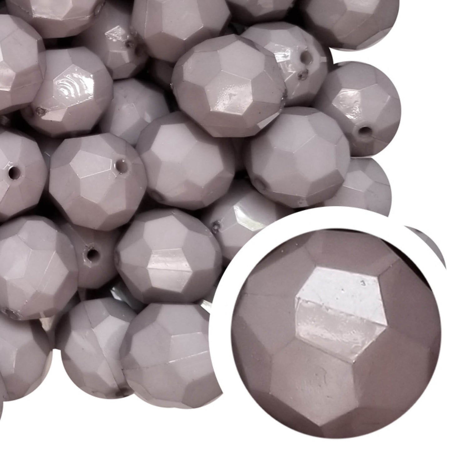 gray opaque faceted 20mm bubblegum beads