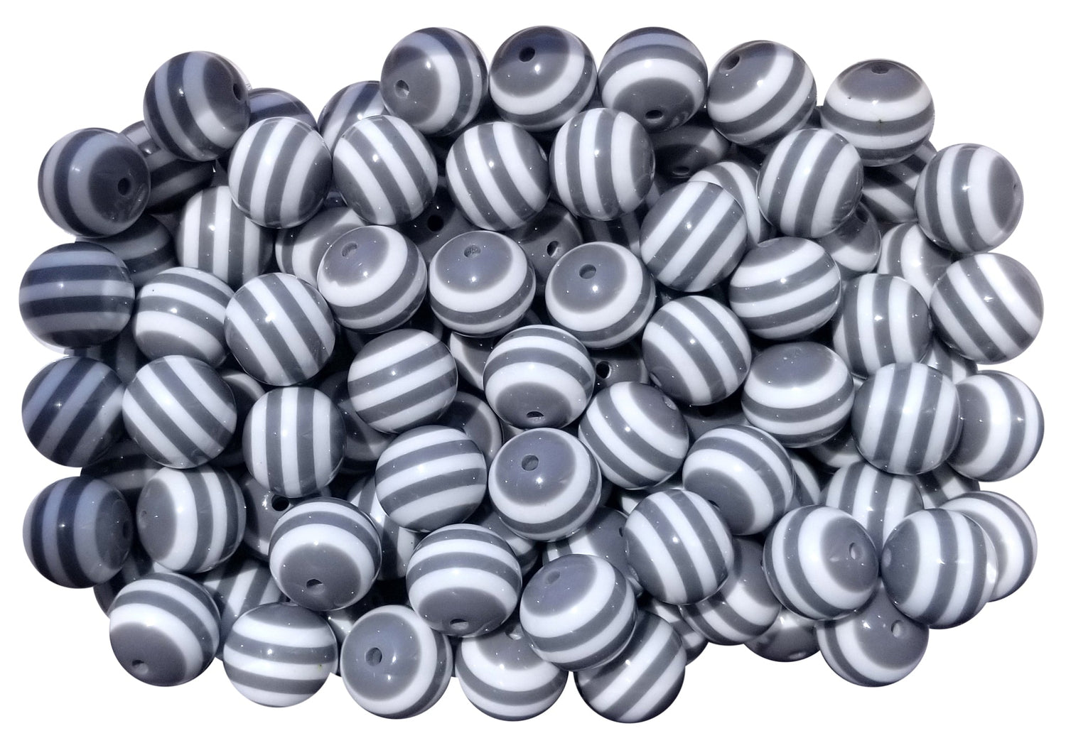 gray striped 20mm bubblegum beads