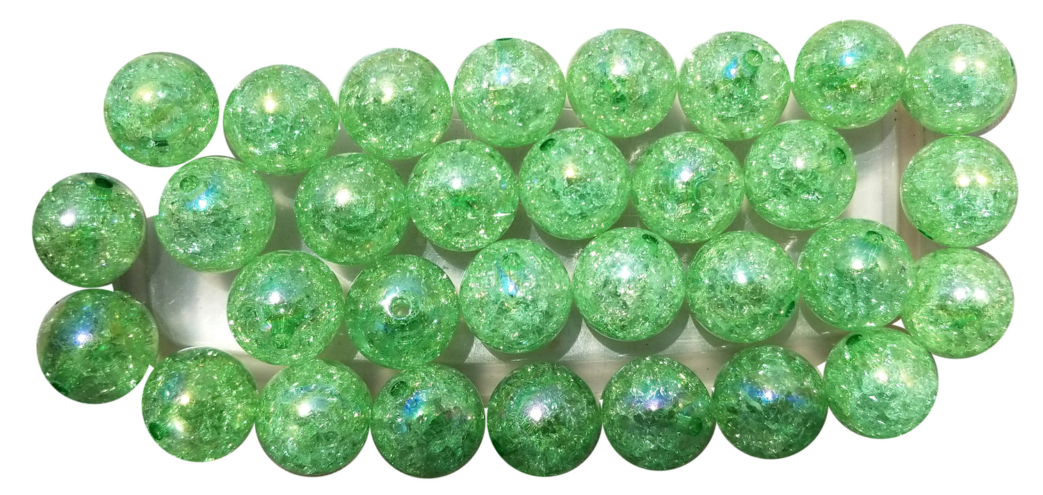 green crackle 20mm bubblegum beads