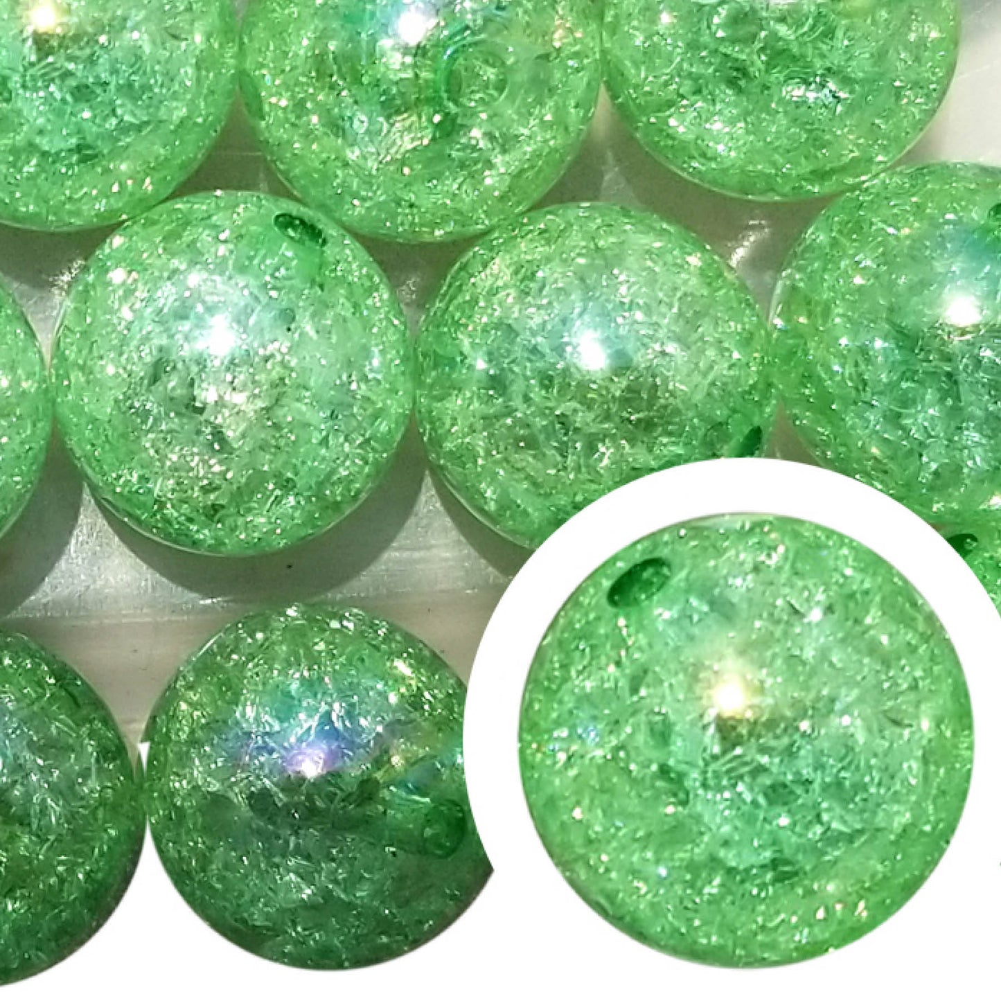 green crackle 20mm bubblegum beads