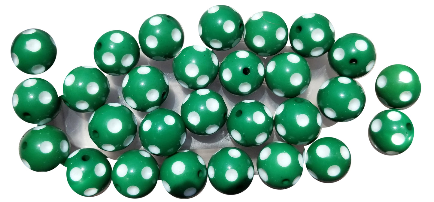 green dots 20mm bubblegum beads