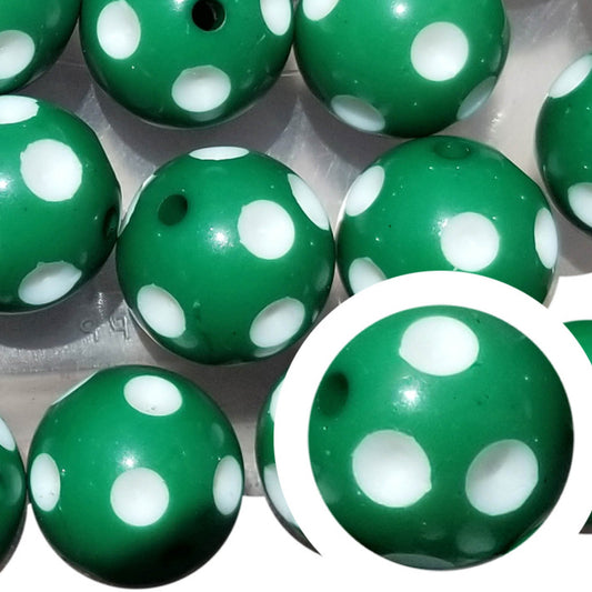 green dots 20mm bubblegum beads