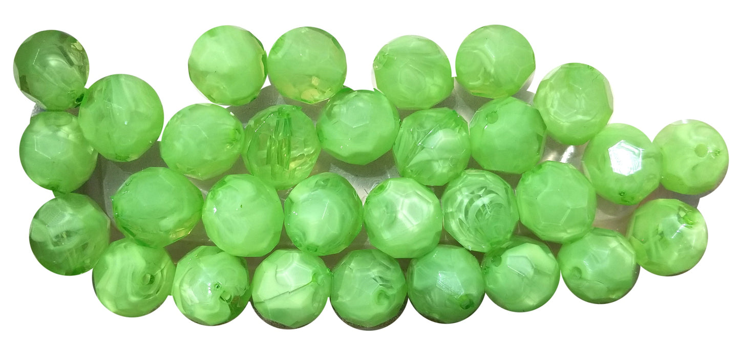 green faceted smoke 20mm bubblegum beads