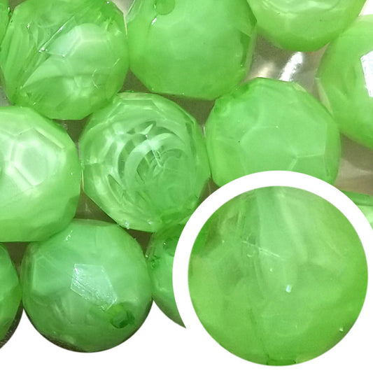 green faceted smoke 20mm bubblegum beads
