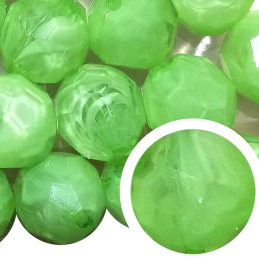 green faceted smoke 20mm wholesale bubblegum beads