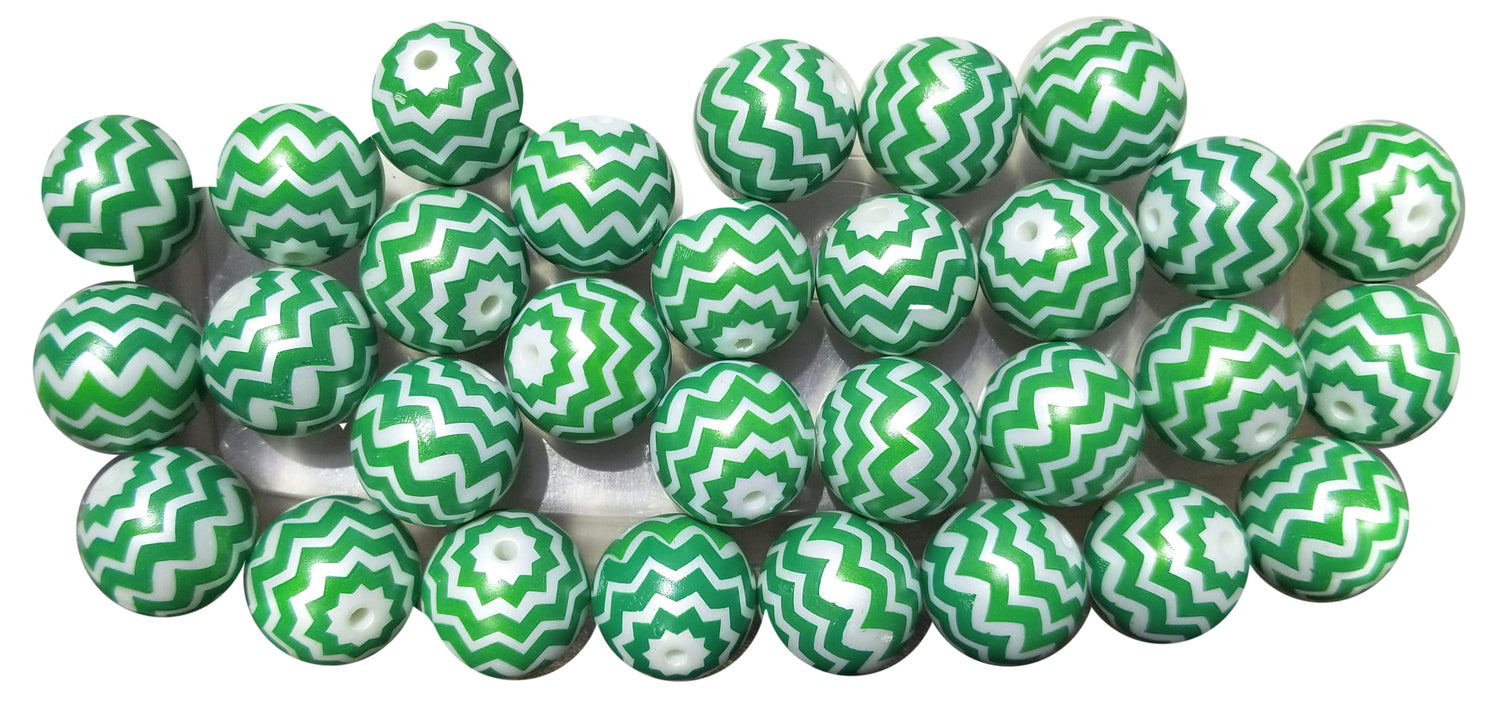 green chevron 20mm bubblegum beads