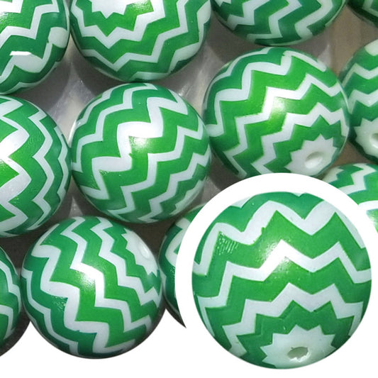 green chevron 20mm bubblegum beads