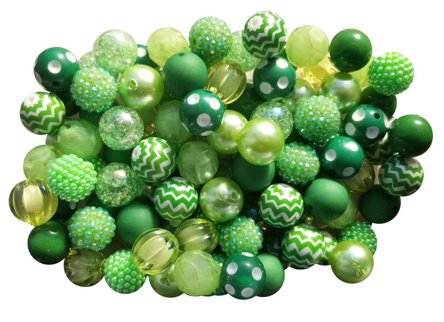 green mixed 20mm bubblegum beads