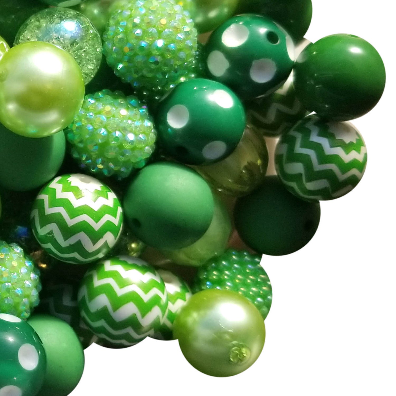 green mixed 20mm bubblegum beads