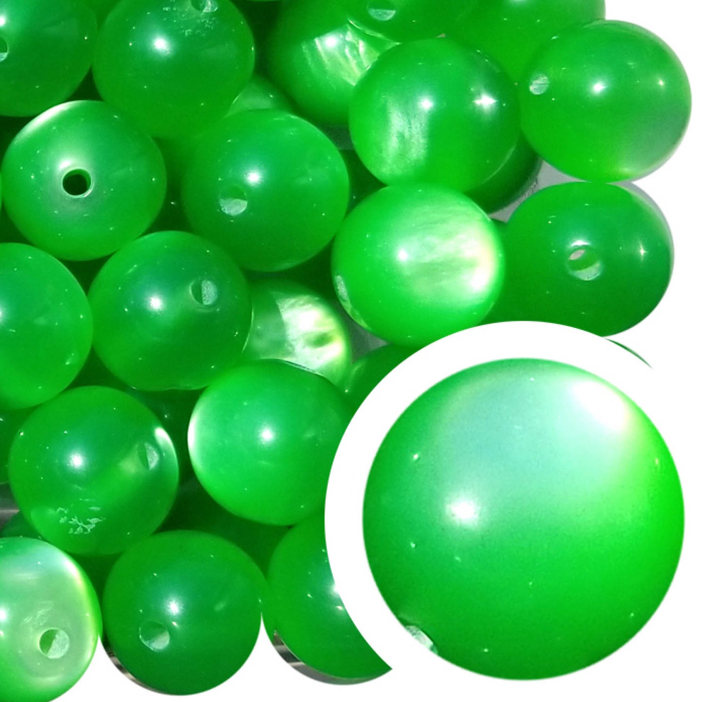 green moon glow 20mm bubblegum beads