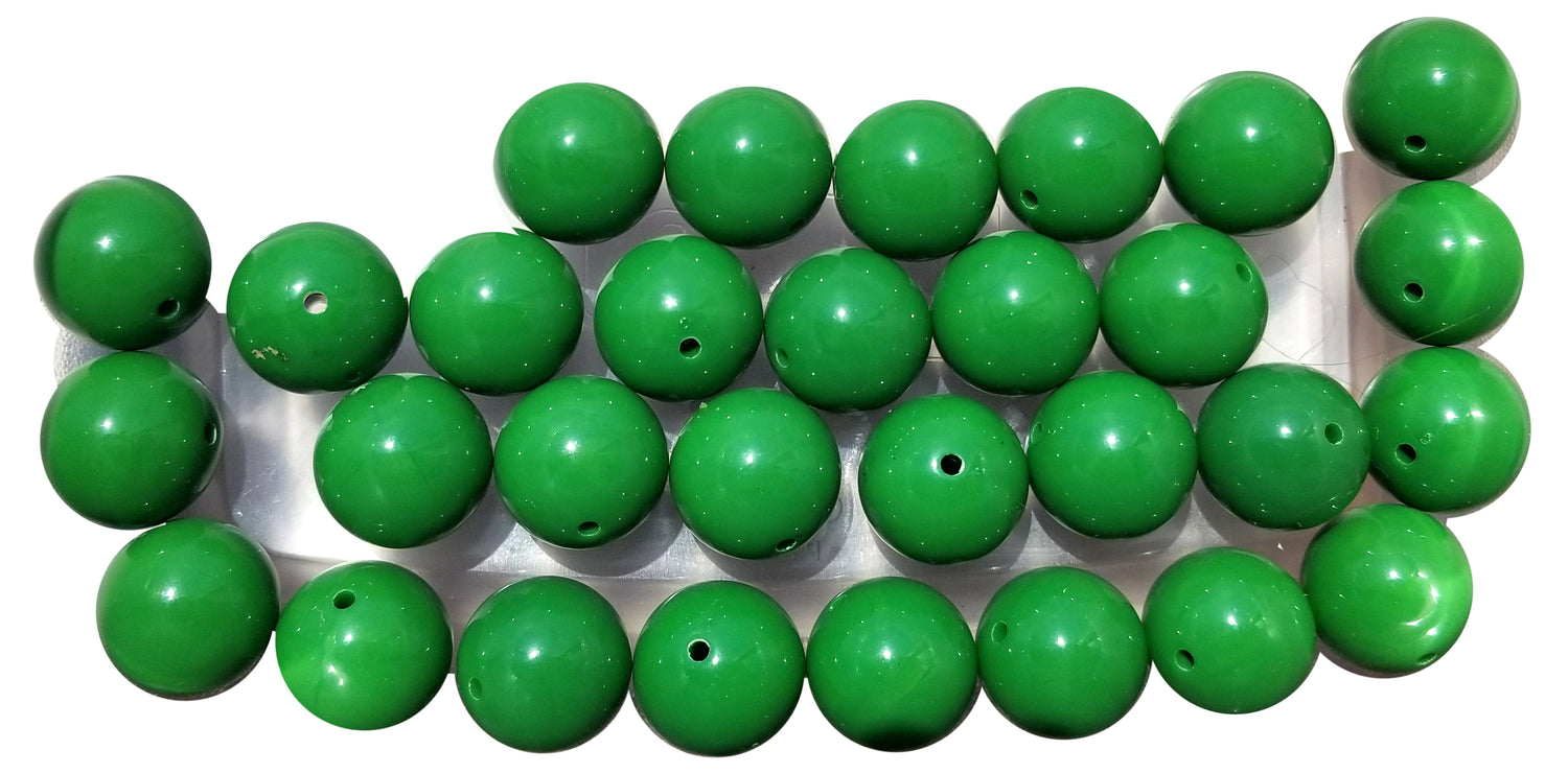 green plain 20mm bubblegum beads