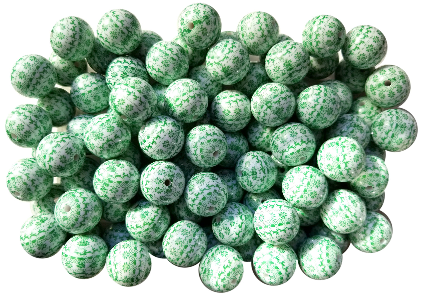 green ugly christmas sweater 20mm printed bubblegum beads
