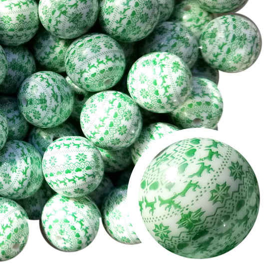 green ugly christmas sweater 20mm printed bubblegum beads