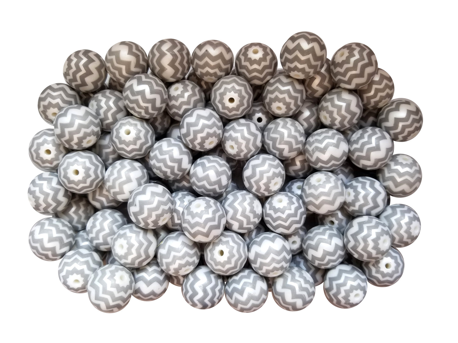 grey chevron 20mm bubblegum beads