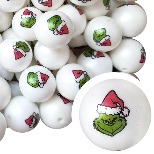 the grinch face 20mm printed bubblegum beads