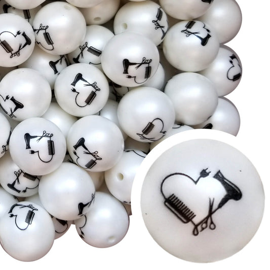 hair stylist 20mm printed bubblegum beads