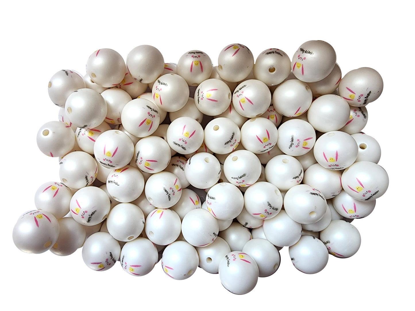 happy easter bunny 20mm printed wholesale bubblegum beads