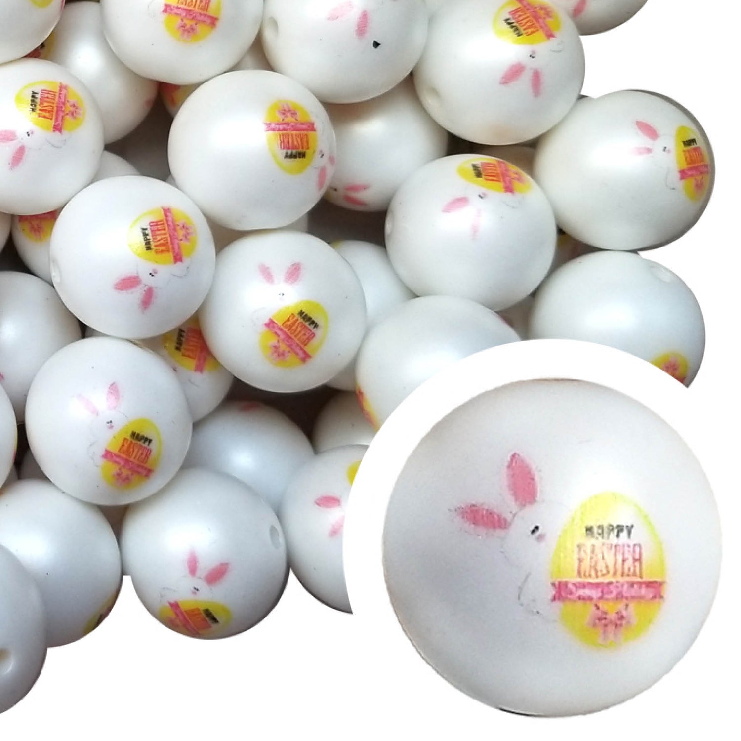 happy easter egg 20mm printed bubblegum beads