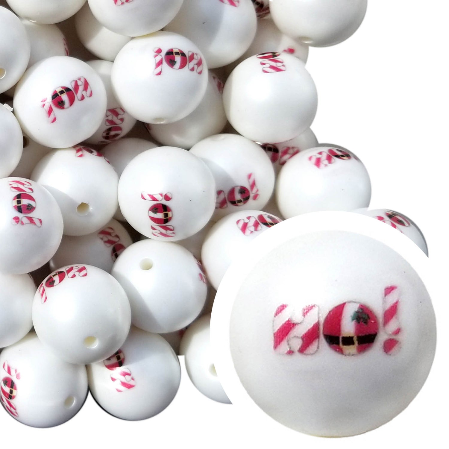 ho! ho! ho! 20mm printed bubblegum beads