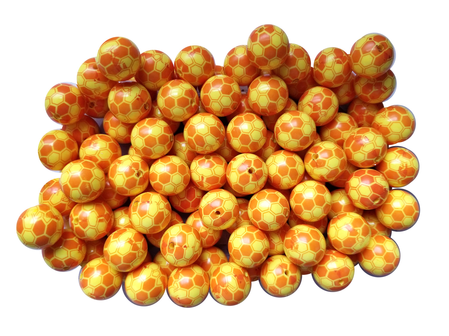 honeycomb beehive 20mm printed bubblegum beads