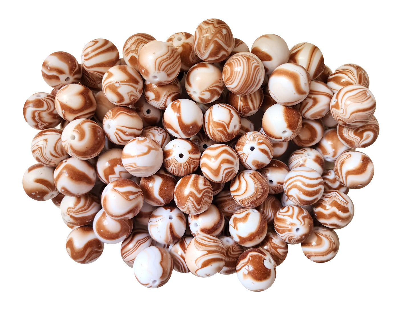 hot cocoa swirls 20mm printed bubblegum beads