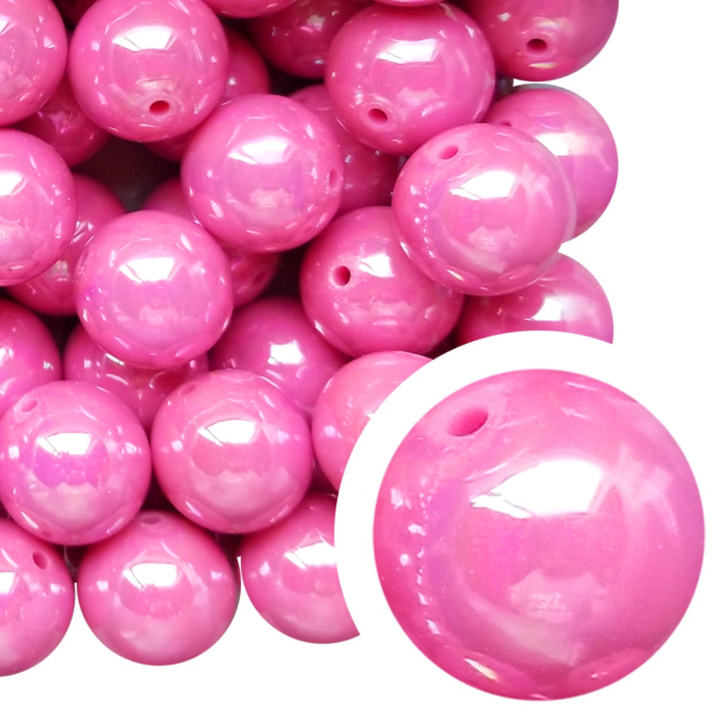 hot pink AB 20mm bubblegum beads