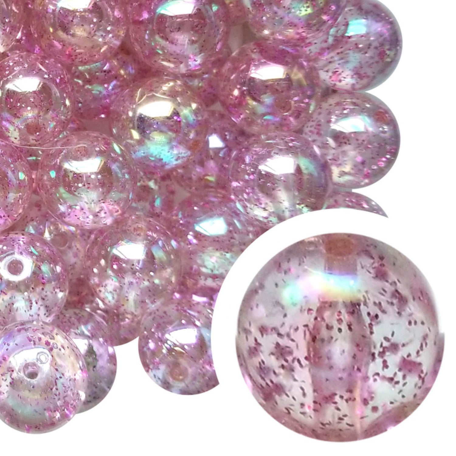 hot pink glitter bubble 20mm bubblegum beads