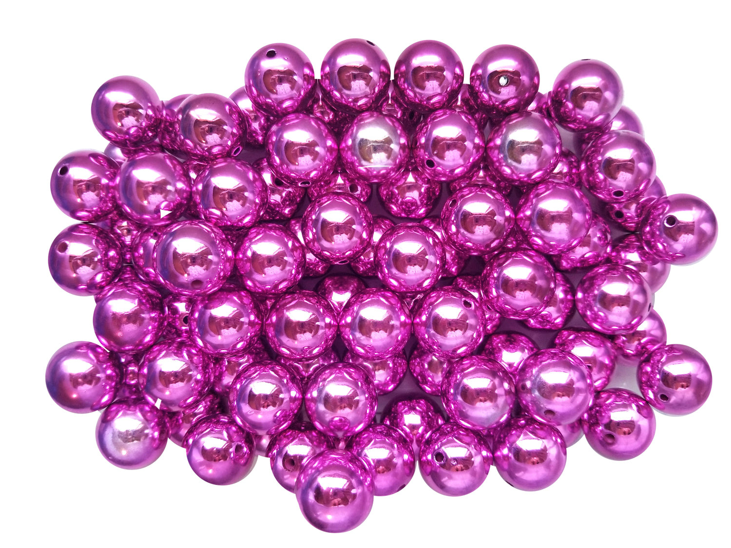 hot pink metallic 20mm bubblegum beads