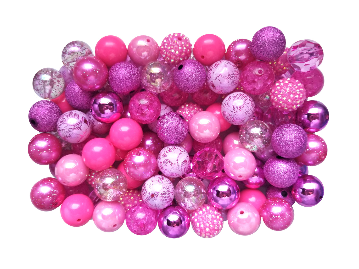 Pink Passion bubblegum bead bulk mix