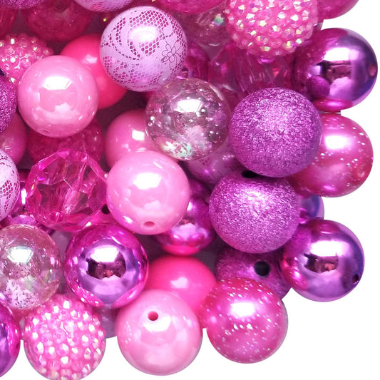 hot pink mixed 20mm bubblegum beads
