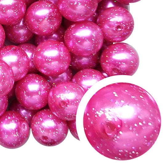 hot pink pearl glitter 20mm bubblegum beads