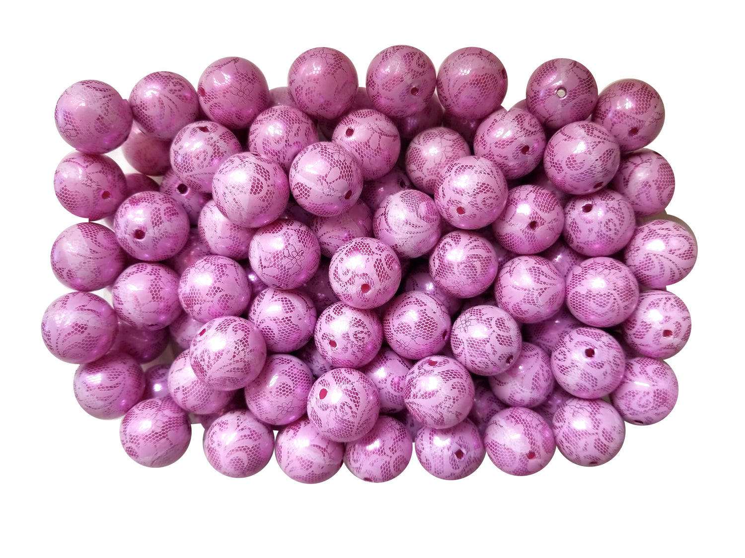 hot pink pearl lace 20mm bubblegum beads