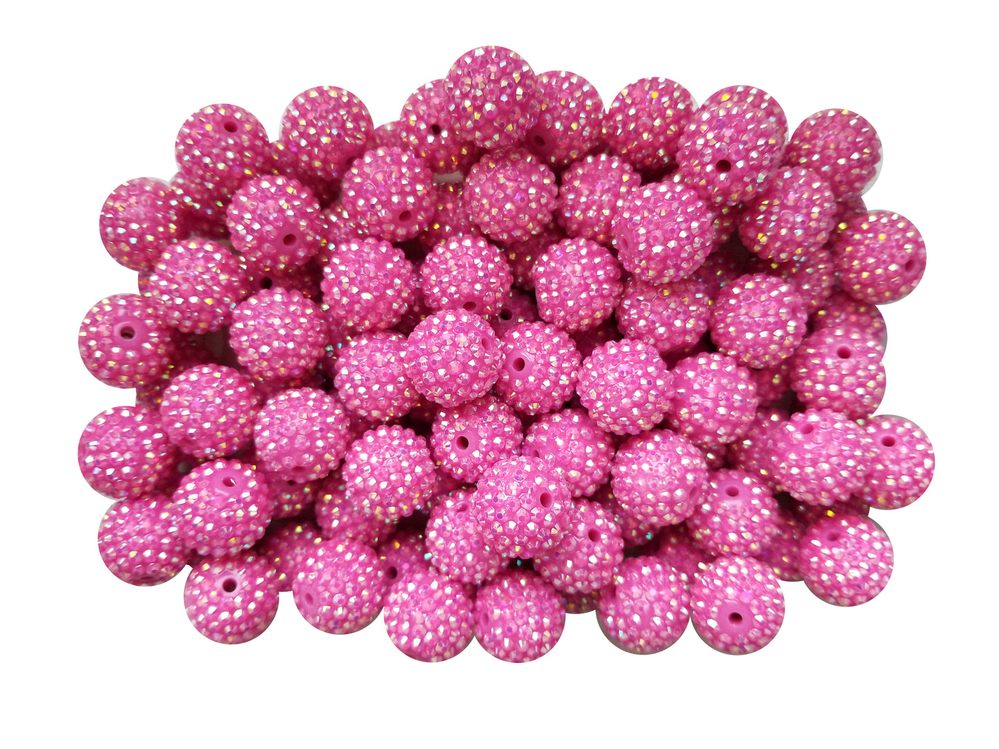 hot pink rhinestone 20mm bubblegum beads