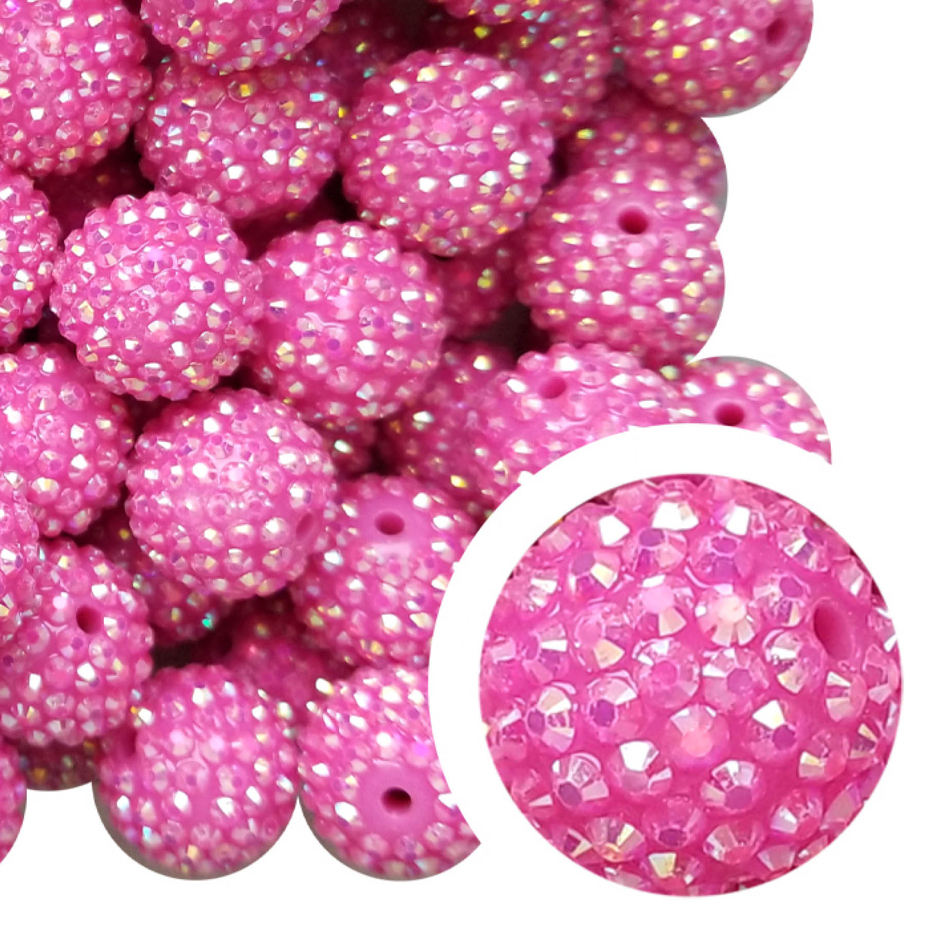 hot pink rhinestone 20mm bubblegum beads – Bubblegum Beads AZ